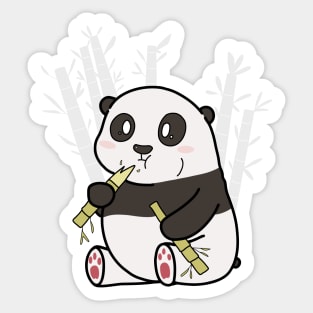 Cute Chubby Panda Eating Bamboo Drawing Sticker